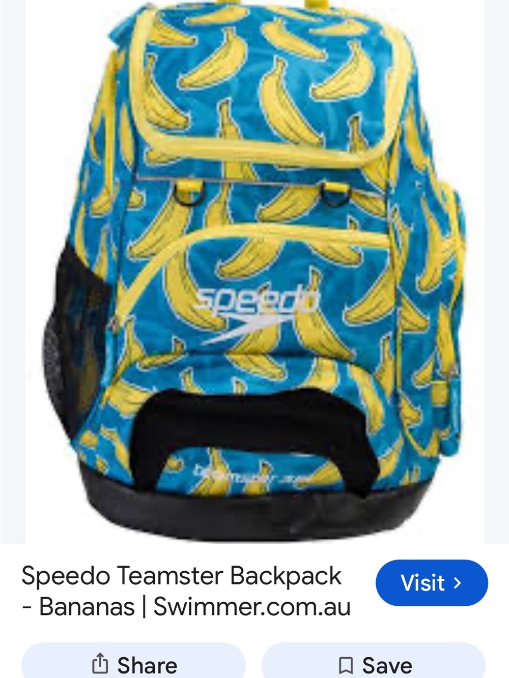 Speedo Blue Banana-Print Backpack with Yellow Accents